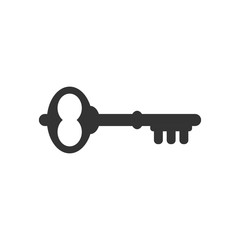 Key icon in flat style. Password vector illustration on white isolated background. Access business concept.