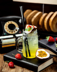 homemade ice tea with tropical fruits