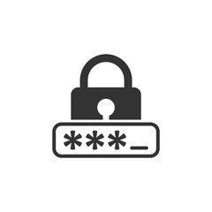Login icon in flat style. Password access vector illustration on white isolated background. Padlock entry business concept.