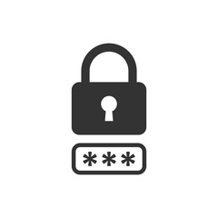 Login icon in flat style. Password access vector illustration on white isolated background. Padlock entry business concept.