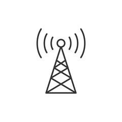 Antenna tower icon in flat style. Broadcasting vector illustration on white isolated background. Wifi business concept.