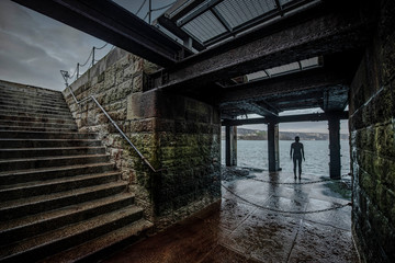 The statue under the Harbour Arm, Folkestone