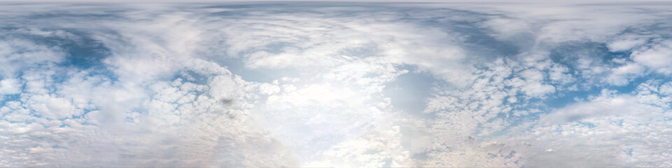 blue sky with beautiful cumulus clouds. Seamless hdri panorama 360 degrees angle view with zenith...
