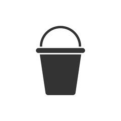 Bucket icon in flat style. Garbage pot vector illustration on white isolated background. Pail business concept.