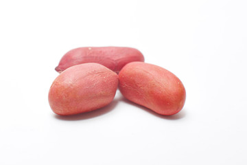 Processed peanuts isolated on white background with clipping path