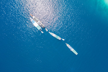 Aerial view of beautiful island in Indonesia. Kelor Island. Snorkeling and hiking acitivties. Near Komodo islands.