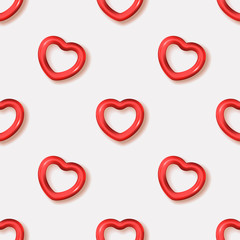 Seamless pattern with red hearts. Vector illustration with red hearts on white background. Seamless ornament for Valentine's Day design.