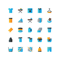 Set of laundry housework flat style icon - vector
