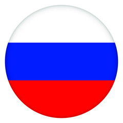 Fototapeta premium Flag of Russia round icon, badge or button. Russian national symbol. Template design, vector illustration. 