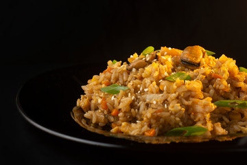 chinese rice with mussels and squid