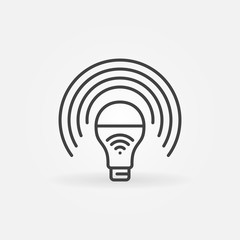 Wi-Fi Smart Light Bulb concept vector outline icon or logo