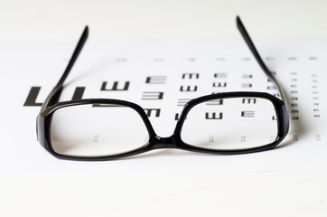 Exam view with Glasses on optometric table