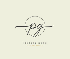 P G PG Beauty vector initial logo, handwriting logo of initial signature, wedding, fashion, jewerly, boutique, floral and botanical with creative template for any company or business.