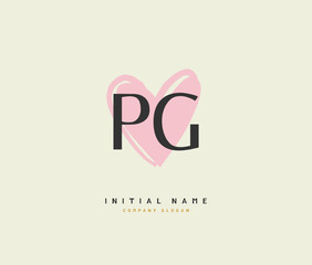 P G PG Beauty vector initial logo, handwriting logo of initial signature, wedding, fashion, jewerly, boutique, floral and botanical with creative template for any company or business.