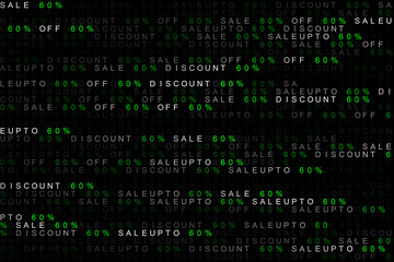 Fototapeta premium Digital background concept of marketing word sale up to, off sale, discount 60% or 60 percent or sixty percent.
