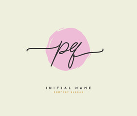 P Q PQ Beauty vector initial logo, handwriting logo of initial signature, wedding, fashion, jewerly, boutique, floral and botanical with creative template for any company or business.