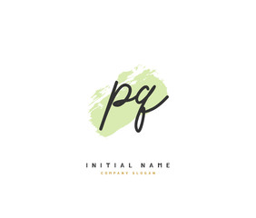 P Q PQ Beauty vector initial logo, handwriting logo of initial signature, wedding, fashion, jewerly, boutique, floral and botanical with creative template for any company or business.