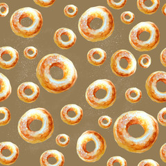 watercolor donuts seamless pattern illustration