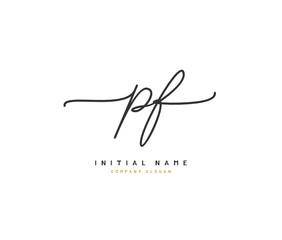 P F PF Beauty vector initial logo, handwriting logo of initial signature, wedding, fashion, jewerly, boutique, floral and botanical with creative template for any company or business.