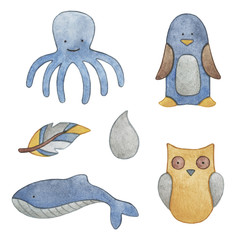 Watercolor words. Nice illustration for for book, stickers,logo, business card or postcard. Hand drawn dry brush lettering. Handwritten font.