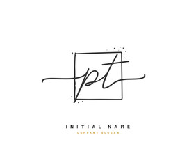 P T PT Beauty vector initial logo, handwriting logo of initial signature, wedding, fashion, jewerly, boutique, floral and botanical with creative template for any company or business.