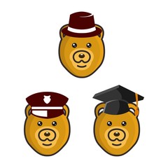 bear mascot with hat logo design bundle