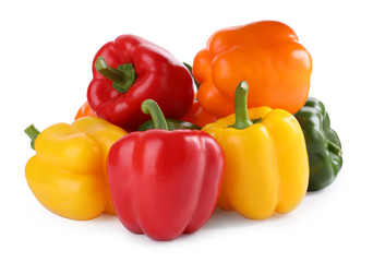 Fresh ripe bell peppers isolated on white