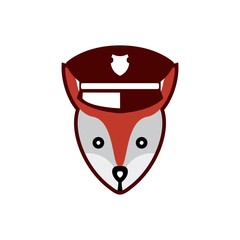 fox mascot with police hat logo design