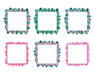 Watercolor frame. Flowers and leaves. Perfect for pictures, logos, clock and printing tableware, lettering, wedding, invitations, cards, discs, quotes.