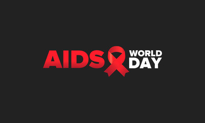 World Aids Day. Red ribbon symbol. Awareness and prevention hiv. Medical healthcare concept. Human support and protection. Celebrated annual in December 1. Poster, banner and background. Vector