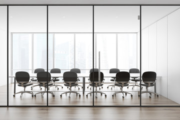 White panel panoramic meeting room interior