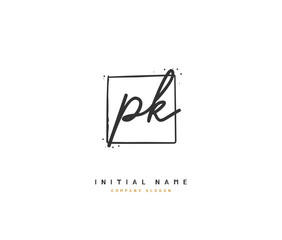 P K PK Beauty vector initial logo, handwriting logo of initial signature, wedding, fashion, jewerly, boutique, floral and botanical with creative template for any company or business.