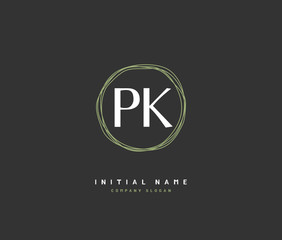 P K PK Beauty vector initial logo, handwriting logo of initial signature, wedding, fashion, jewerly, boutique, floral and botanical with creative template for any company or business.