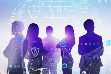 Diverse business team and digital interface