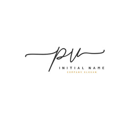 P V PV Beauty vector initial logo, handwriting logo of initial signature, wedding, fashion, jewerly, boutique, floral and botanical with creative template for any company or business.