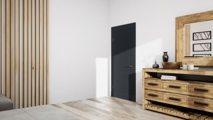 Modern design living room interior with beautiful view . 3D rendering