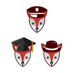 fox mascot with hat logo design bundle