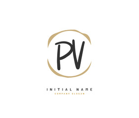 P V PV Beauty vector initial logo, handwriting logo of initial signature, wedding, fashion, jewerly, boutique, floral and botanical with creative template for any company or business.