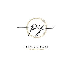 P Y PY Beauty vector initial logo, handwriting logo of initial signature, wedding, fashion, jewerly, boutique, floral and botanical with creative template for any company or business.