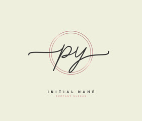 P Y PY Beauty vector initial logo, handwriting logo of initial signature, wedding, fashion, jewerly, boutique, floral and botanical with creative template for any company or business.