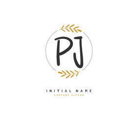 P J PJ Beauty vector initial logo, handwriting logo of initial signature, wedding, fashion, jewerly, boutique, floral and botanical with creative template for any company or business.