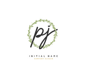 P J PJ Beauty vector initial logo, handwriting logo of initial signature, wedding, fashion, jewerly, boutique, floral and botanical with creative template for any company or business.