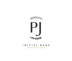 P J PJ Beauty vector initial logo, handwriting logo of initial signature, wedding, fashion, jewerly, boutique, floral and botanical with creative template for any company or business.