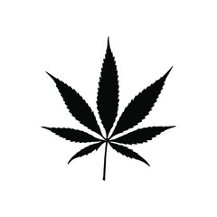 cannabis leaf black ink shape
