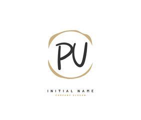 P U PU Beauty vector initial logo, handwriting logo of initial signature, wedding, fashion, jewerly, boutique, floral and botanical with creative template for any company or business.