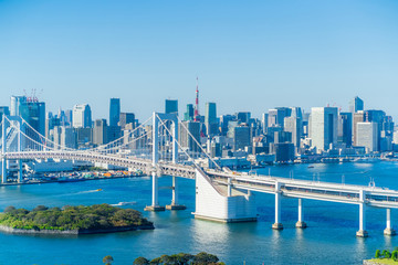 Obraz premium Tokyo cityscape, Japan Bay Area 東京ベイエリア 台場から見た東京の風景