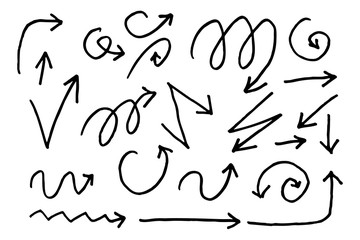 Set of hand drawn grunge arrows and design elements. For poster, card, banner, flyer. Vector illustration