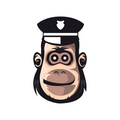 monkey mascot with police hat logo design