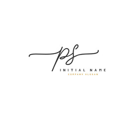 P S PS Beauty vector initial logo, handwriting logo of initial signature, wedding, fashion, jewerly, boutique, floral and botanical with creative template for any company or business.