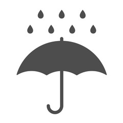 Umbrella vector icon isolated on white background. Umbrella and rain drops stock vector illustration for web, mobile app and ui design